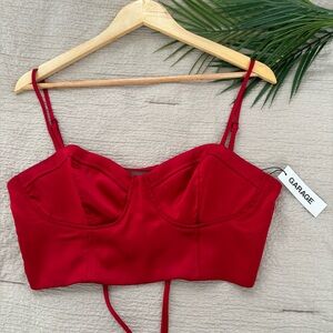 NWT Red Silky Lace Back Bustier Cami